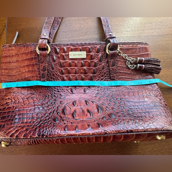 Brahmin Large Asher Tote/Shoulder Bag In Pecan Melbourne Croc Embossed Leather - Picture 12 of 16